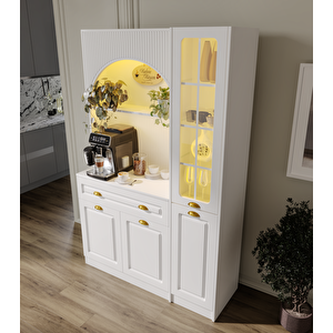 Guneystore Armoni Gold Midi Kahve Köşesi Sağ Vitrinli Komple Mdf - Ücretsiz Montaj