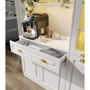 Guneystore Armoni Gold Midi Kahve Köşesi Sağ Vitrinli Komple Mdf - Ücretsiz Montaj