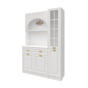 Guneystore Armoni Gold Midi Kahve Köşesi Sağ Vitrinli Komple Mdf - Ücretsiz Montaj