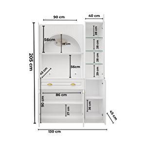 Guneystore Armoni Gold Midi Kahve Köşesi Sağ Vitrinli Komple Mdf - Ücretsiz Montaj