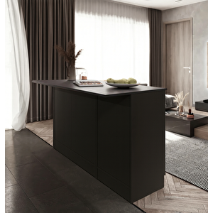 Afro Mutfak Adası -alt Modül-2 Çekmeceli 3 Kapaklı- 150 Cm Antrasit-tezgah Dahil - Antrasit