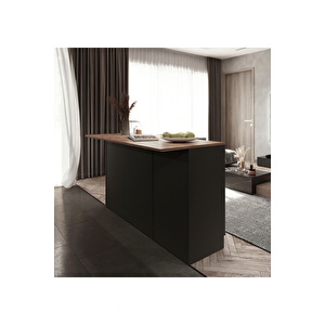 Afro Mutfak Adası -alt Modül-2 Çekmeceli 3 Kapaklı- 150 Cm Antrasit-tezgah Dahil - Antrasit - Atlantik Çam