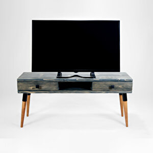 Masif Ahşap Tv Ünitesi 150 Cm – İskandinav Stil, Doğal, 2 Çekmeceli Ve 1 Raflı | Modest Tv-150 An