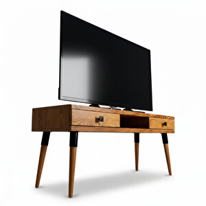 Masif Ahşap Tv Ünitesi 150 Cm – İskandinav Stil, Doğal, 2 Çekmeceli Ve 1 Raflı | Modest Tv-150 Tk