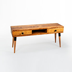 Masif Ahşap Tv Ünitesi 150 Cm – İskandinav Stil, Doğal, 2 Çekmeceli Ve 1 Raflı | Modest Tv-150 Tk