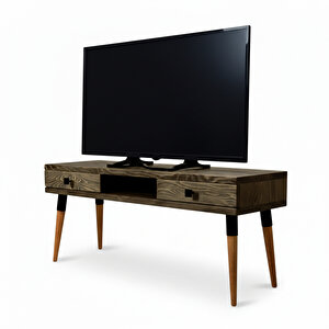 Masif Ahşap Tv Ünitesi 120 Cm – İskandinav Stil, Doğal, 2 Çekmeceli Ve 1 Raflı | Modest Tv-120 Cv Tk