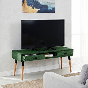 Masif Ahşap Tv Ünitesi 120 Cm – İskandinav Stil, Doğal, 2 Çekmeceli Ve 1 Raflı | Modest Tv-120 Ye