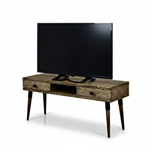 Masif Ahşap Tv Ünitesi 120 Cm – İskandinav Stil, Doğal, 2 Çekmeceli Ve 1 Raflı | Modest Tv-120 Cv