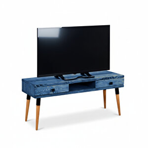 Masif Ahşap Tv Ünitesi 120 Cm – İskandinav Stil, Doğal, 2 Çekmeceli Ve 1 Raflı | Modest Tv-120 Ig