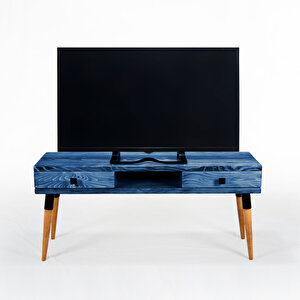 Masif Ahşap Tv Ünitesi 120 Cm – İskandinav Stil, Doğal, 2 Çekmeceli Ve 1 Raflı | Modest Tv-120 Ig