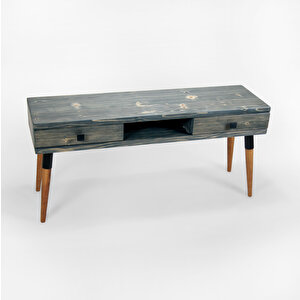 Masif Ahşap Tv Ünitesi 120 Cm – İskandinav Stil, Doğal, 2 Çekmeceli Ve 1 Raflı | Modest Tv-120 An