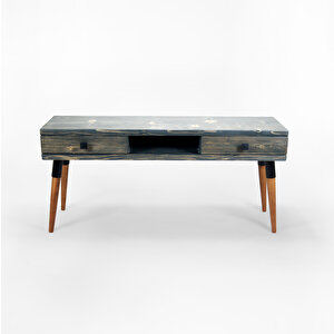 Masif Ahşap Tv Ünitesi 120 Cm – İskandinav Stil, Doğal, 2 Çekmeceli Ve 1 Raflı | Modest Tv-120 An