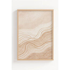 Minimal Güneş Ve Dalga Formları 2’li Ahşap Çerçeveli Tablo Seti 50x70 cm