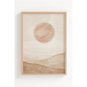 Minimal Güneş Ve Dalga Formları 2’li Ahşap Çerçeveli Tablo Seti 50x70 cm