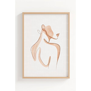 Zarif Figürler Minimal 2’li Ahşap Çerçeveli Tablo Seti 50x70 cm