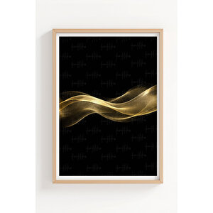 Altın Dalga Minimal 2’li Ahşap Çerçeveli Tablo Seti 30x42 cm