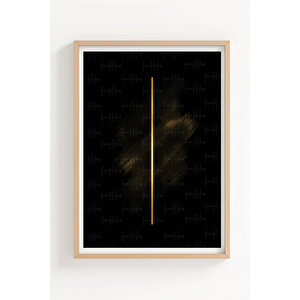 Altın Dalga Minimal 2’li Ahşap Çerçeveli Tablo Seti 30x42 cm
