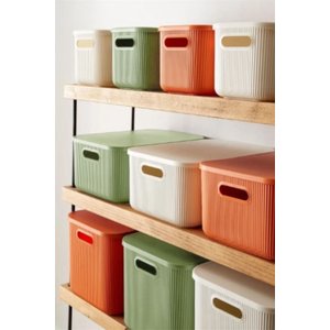 3 Adet Colors Krem 13 Lt Dolap İçi Düzenleyici Organizer Hobi Oyuncak Kutusu Kapaklı Saklama Kutusu