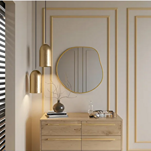Modern El Yapımı Asimetrik Çerçeveli Ayna – Altın 96x96 cm
