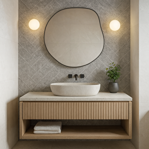 Modern El Yapımı Asimetrik Çerçeveli Ayna – Siyah 80x80 cm
