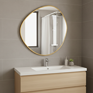 Modern Tasarım Organik Duvar Aynası – Siyah / Beyaz / Gold Çerçeveli 50x50cm 50x50 cm
