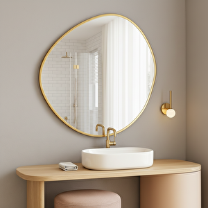 Modern Tasarım Organik Duvar Aynası – Siyah / Beyaz / Gold Çerçeveli 50x50cm 50x50 cm