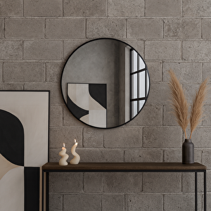 Modern Yuvarlak Ahşap Çerçeveli Ayna – 8 Farklı Boyut, 3 Renk Seçeneği 90x90 cm