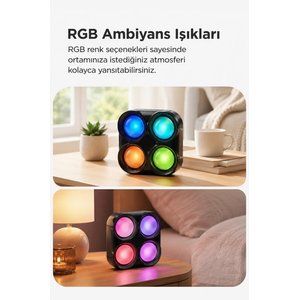 Bluetooth Speaker Kablosuz Hoparlör Led Işıklı 5 Watt Usb Girişli Şarjlı Hoparlör Gts-1835 Siyah