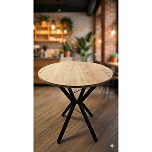70 Cm Siyah Metal Ayak 2-3 Kişilik Yuvarlak Masa Mutfak Masası Balkon Masası Kafe Masası Ofis Masası