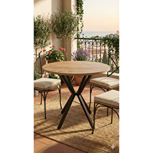70 Cm Siyah Metal Ayak 2-3 Kişilik Yuvarlak Masa Mutfak Masası Balkon Masası Kafe Masası Ofis Masası
