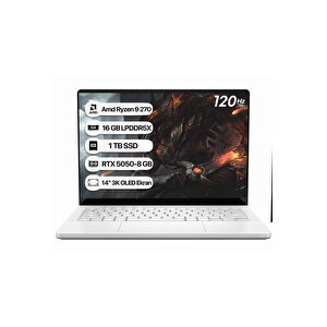 Rog Zephyrus G14 Ga403uh-qs038 Amd Ryzen 9 270 16gb 1tb Ssd Rtx5050-8gb 90w Freedos 14" 120hz Oled Taşınabilir Bilgisayar