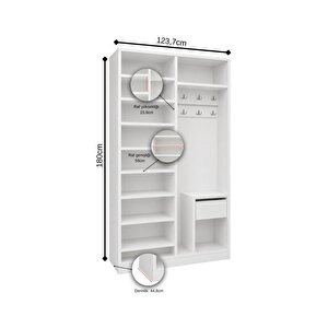 Ae-3071 Patentli İdeal Aynalı Atlantik Çam Vestiyer Portmanto Ayakkabılık Raflı Askılıklı,