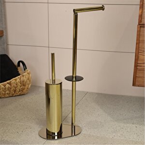 Hareketli Wc Set Yuvarlak Parlak Altın Kbw-829gl