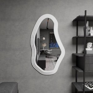 Organik Formlu Modern Dekoratif Ayna – 3 Katmanlı Ahşap Çerçeve – Yeşil – 4 Boyut – Duvar Tipi Tasarım Aksesuar 68x119 cm