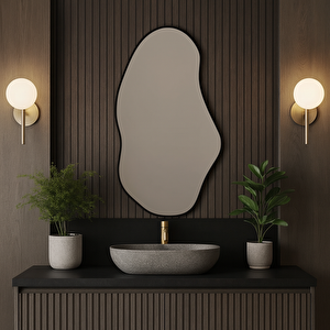 Organik Formlu Minimalist Ayna – İnce Çerçeveli Modern Tasarım – Siyah, 5 Boyut – Duvara Monte Şık Aksesuar 60x106 cm