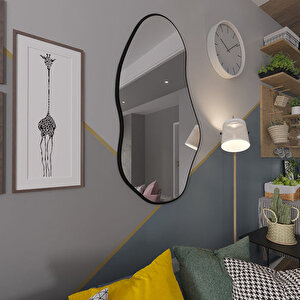 Organik Formlu Minimalist Ayna – İnce Çerçeveli Modern Tasarım – Siyah, 5 Boyut – Duvara Monte Şık Aksesuar 60x106 cm
