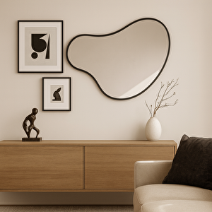 Modern Organik Formlu Dekoratif Ayna – Yumuşak Hatlı Tasarım – Beyaz, 6 Boyut – Estetik Duvar Aksesuarı 50x62 cm
