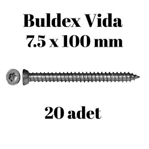 Buldex Beton Vidası 7.5x100 Mm 20 Adet | Torx T30 Uyumlu Dübelsiz Vida