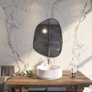Asimetrik Modern Ayna – İnce Çerçeveli Duvar Dekoru – Siyah, 6 Boyut – Minimalist Dekoratif Tasarım 80x108 cm