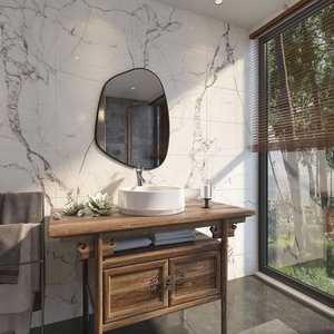 Asimetrik Modern Ayna – İnce Çerçeveli Duvar Dekoru – Siyah, 6 Boyut – Minimalist Dekoratif Tasarım 80x108 cm