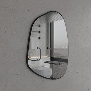 Asimetrik Modern Ayna – İnce Çerçeveli Duvar Dekoru – Siyah, 6 Boyut – Minimalist Dekoratif Tasarım 80x108 cm