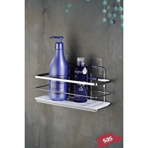 Yapışkanlı Ayarlanabilir Tekli Banyo Duş Rafı – Paslanmaz Kristal Şampuanlık, Banyo Düzenleyici (yapıştır/vidala) Krom-beyaz - Lş-01 - Kb
