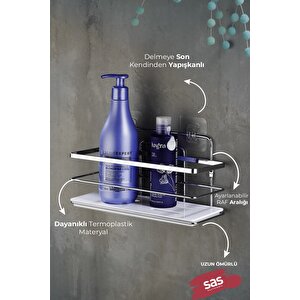 Yapışkanlı Ayarlanabilir Tekli Banyo Duş Rafı – Paslanmaz Kristal Şampuanlık, Banyo Düzenleyici (yapıştır/vidala) Krom-beyaz - Lş-01 - Kb