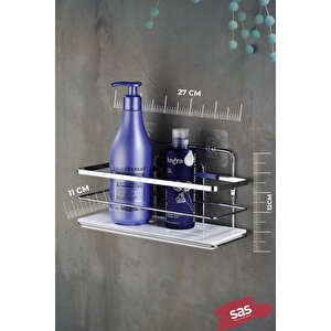Yapışkanlı Ayarlanabilir Tekli Banyo Duş Rafı – Paslanmaz Kristal Şampuanlık, Banyo Düzenleyici (yapıştır/vidala) Krom-beyaz - Lş-01 - Kb
