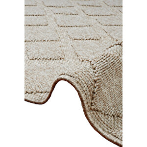 Enti Togo 7506 Bej Hav Toz Vermez Hasır Dokulu Koridor Mutfak Salon Kesme Halı 120x500 cm