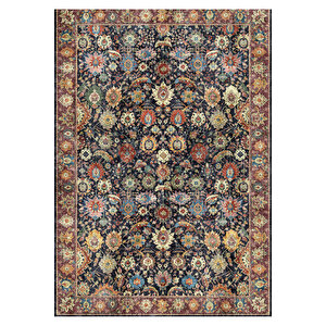 Norm Halı Allure 61-050 Siyah Eskitme Halı Etnik Otantik Dokuma Şönil Yıkanabilir Salon Halısı 75x150 cm