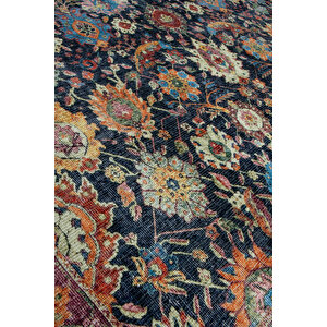 Norm Halı Allure 61-050 Siyah Eskitme Halı Etnik Otantik Dokuma Şönil Yıkanabilir Salon Halısı 75x150 cm