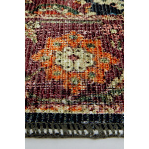 Norm Halı Allure 61-050 Siyah Eskitme Halı Etnik Otantik Dokuma Şönil Yıkanabilir Salon Halısı 75x150 cm