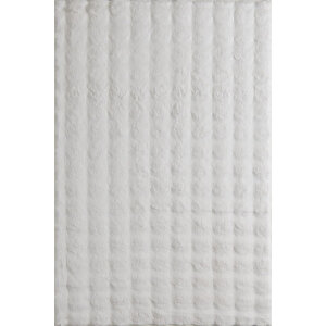Enti Nice 9301 Beyaz Yıkanabilir Kabartmalı Yumuşak Halı Kaymaz Suni Kürk Tavşan Post Peluş 90x300 cm