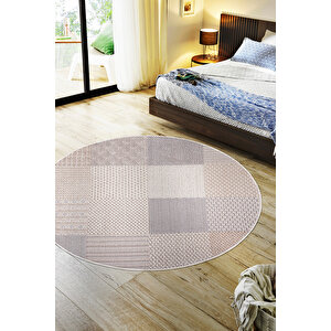 Enti Bonn 8806 Krem Daire Iskandinav Halı Salon Halısı Kesme Halı Yolluk 160x160 cm